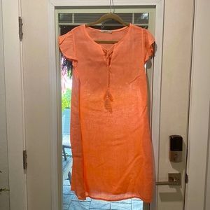 Peach linen dress